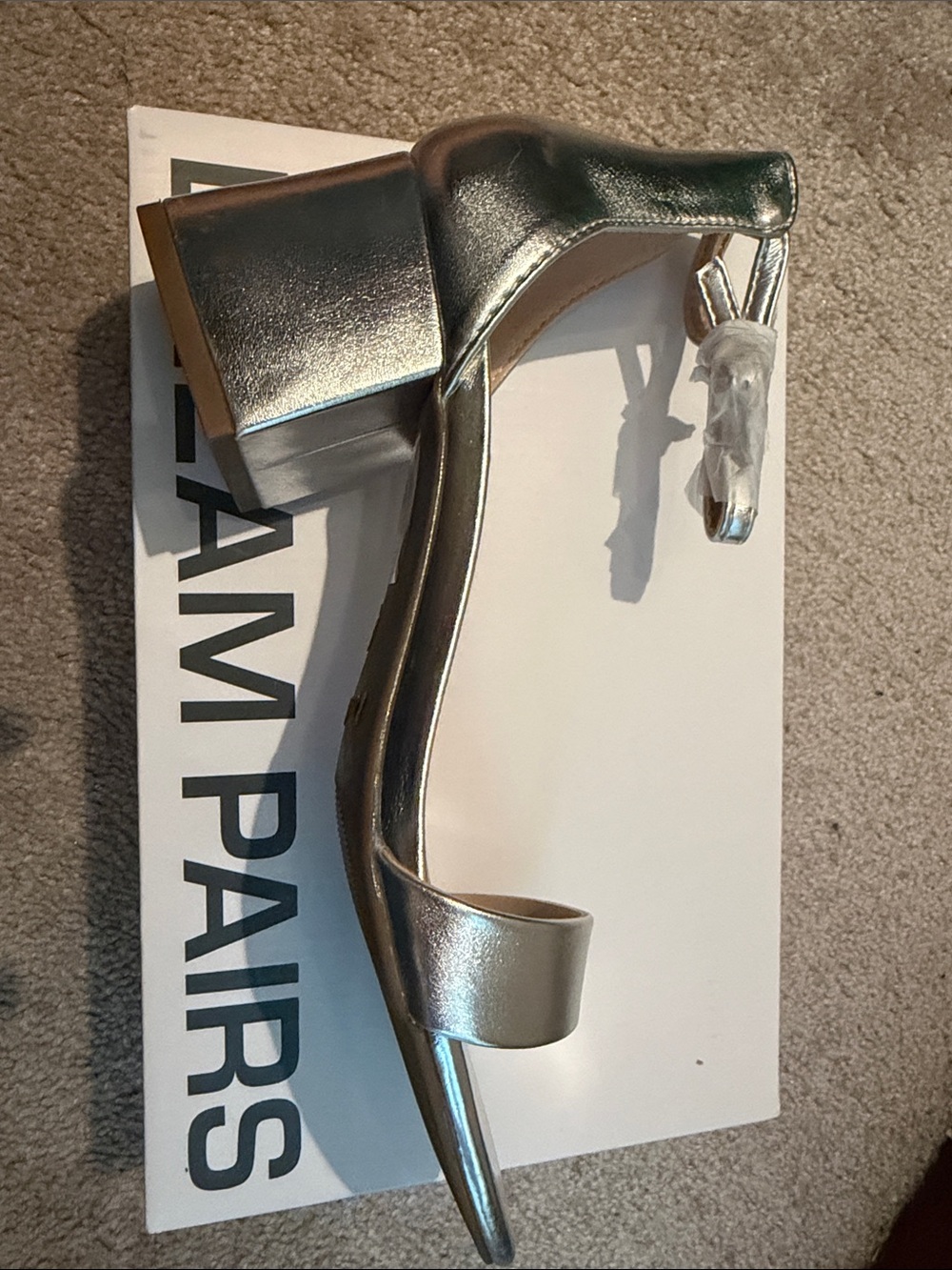 Dream Pairs Metallic Silver Block Heel Ankle Strap Sandal